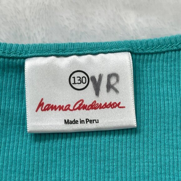 Hanna Andersson Fish Applique Tank Top Girls Size 130cm Turquoise Pima Cotton - Picture 5 of 10